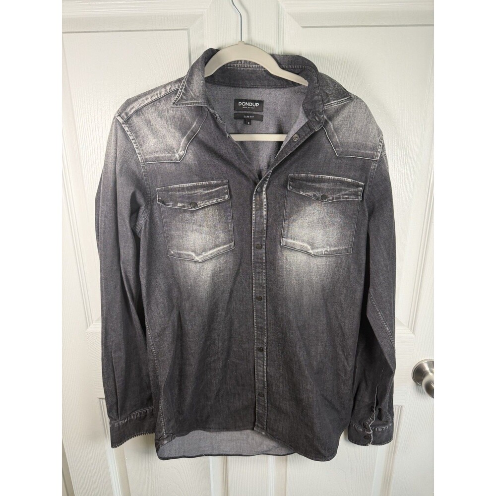 Dondup Button Up Shirt Men’s S Slim Fit Grunge Distressed Goth Emo Going Out